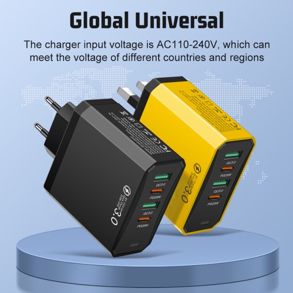 Four in one 2USB+2PD mobile phone charger, tablet plug, European, American and British standard super fast charging - Image 4