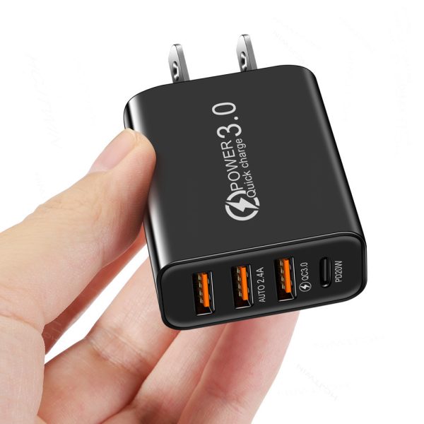 3USB+PD Type-C mobile phone charger with multiple USB ports, travel charging head - Image 7