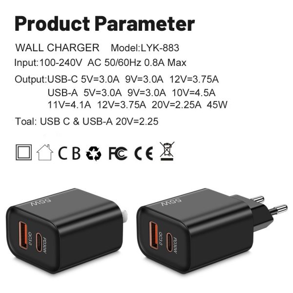 55W supports super fast charging and is fully compatible with USB+PD fast charging for mobile phone charging - Image 4