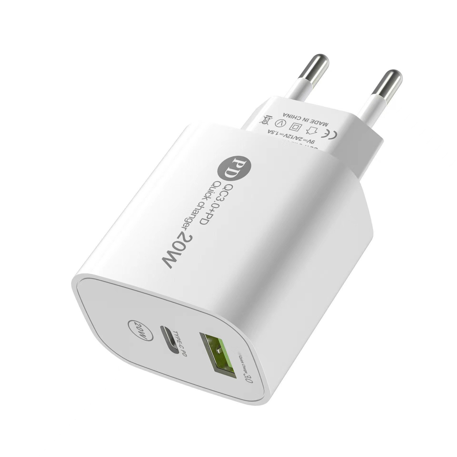 PD12W charger 5V 2.4A European, American and British standard charging head Type-C adapter PD+USB charging head - Image 2