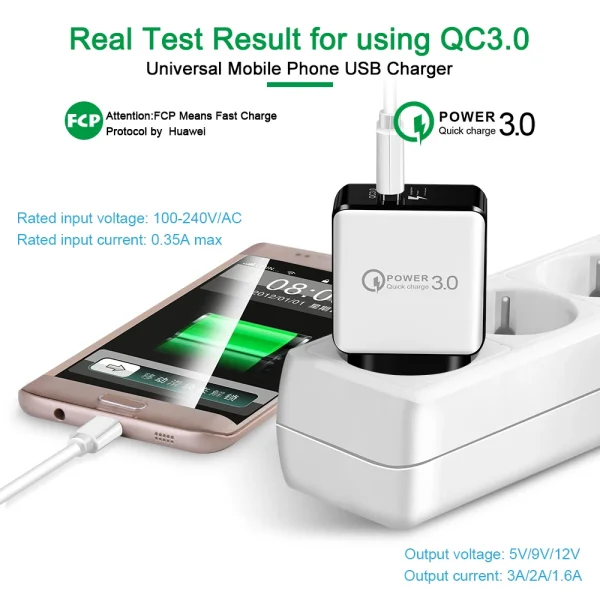 QC3.0 USB Charger EU Plug 18W Quick Charge 3.0 Fast Adapter Wall Mobile Phone Charger - Image 3